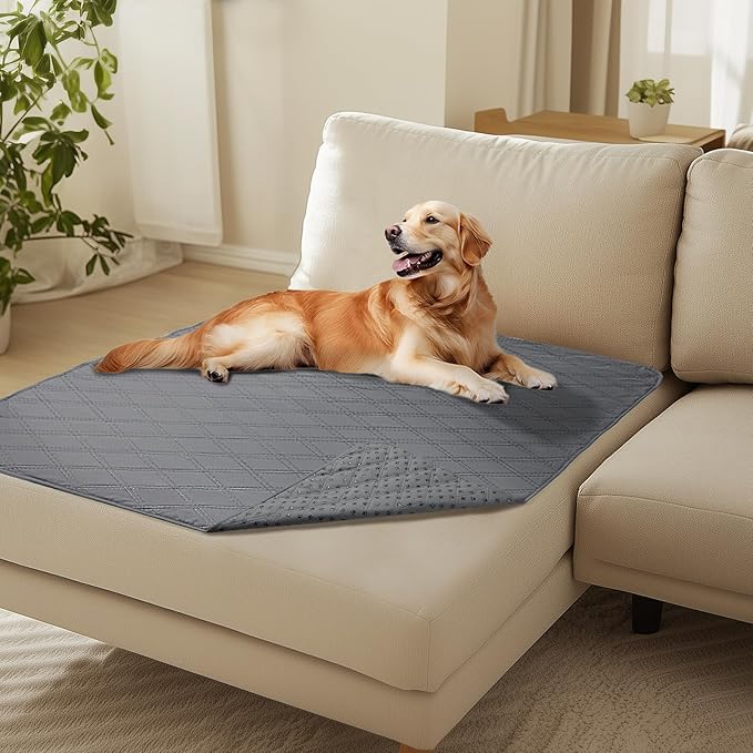 Luciphia 100% Waterproof Couch Cover Blanket for Dogs Anti-Slip Pet Couch Protector Sofa Mat Puppy Cat with Non-Slip Bottom, Light Grey, 40x50 Inch