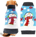 Pet Christmas Dog Sweaters Cute Animal Snowman Printed Puppy Xmas Costumes Winter Warm Turtleneck Jumpers Puppy Knitted Clothes Cat Outfits (XXL, Blue Snowman)