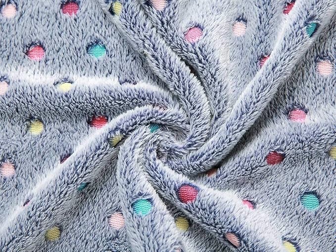 1 Pack 3 Blankets Super Soft Cute Dot Pattern Pet Blanket Flannel Throw for Dog Puppy Cat Blue/Purple/Grey Small