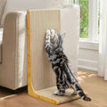 Cardboard Cat Scratcher,23 Inch L Shape Scratch Pad Wall Mounted,Vertical Scratching Board, Durable Cardboard to Protect Furniture for Indoor Cats,Wood Grain Large