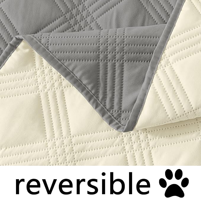 hyha Waterproof Dog Blanket, Reversible Pet Bed Blanket, Soft Sofa Couch Cover for Dogs Washable, Waterproof Pet Couch Covers for Sofa Puppy Cats Furniture Protector(40"x70", Grey/Beige)