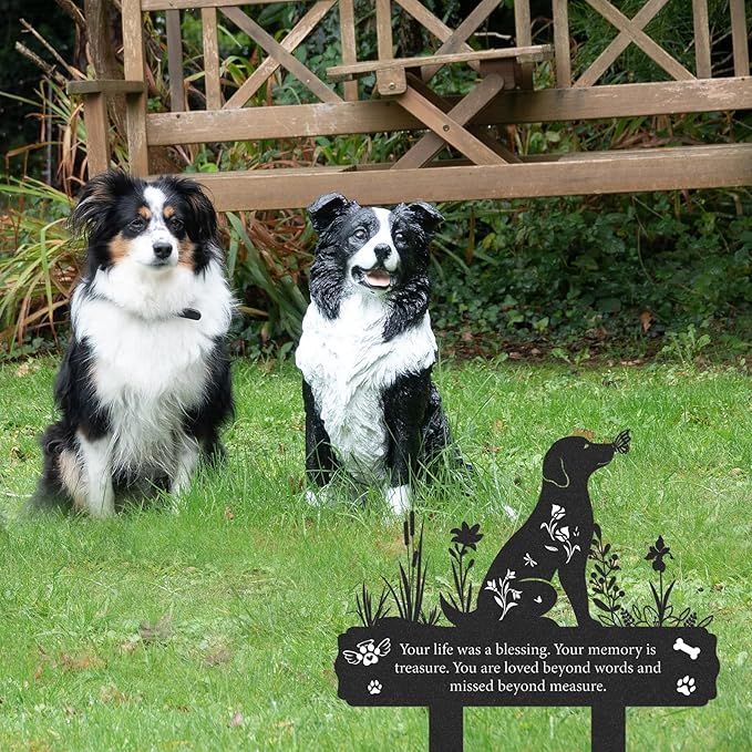 Grave Markers for Cemetery for Dog, Metal Grave Markers Yard Memorial Pet Dog, Garden Stake Decorations for Cemetery for Loss of Pet Outdoors Decor (12 X 14.5 Inches)