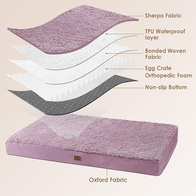 EHEYCIGA Orthopedic Medium Dog Beds for Small Dogs with Removable Washable Cover for Crate, Fog Purple, 30x20