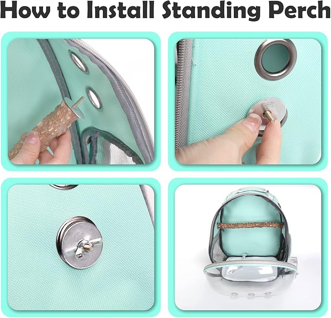 Bird Backpack Carrier with Perch, Portable Wild Bird Travel Cage Bag, Parrot Carrier Cockatiel Cage w/Toy Stainless Steel Food Bowl Tray for Conures Parakeet Budgie Canary Lovebirds Small Animals