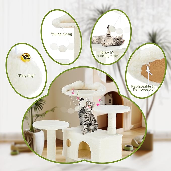 54 Inches Multi-Level Cat Tree Tower, Cat Tree Tower Furniture Activity with Scratching Post, Cats House Play, Toys and Condo for Indoor Kittens, Navy