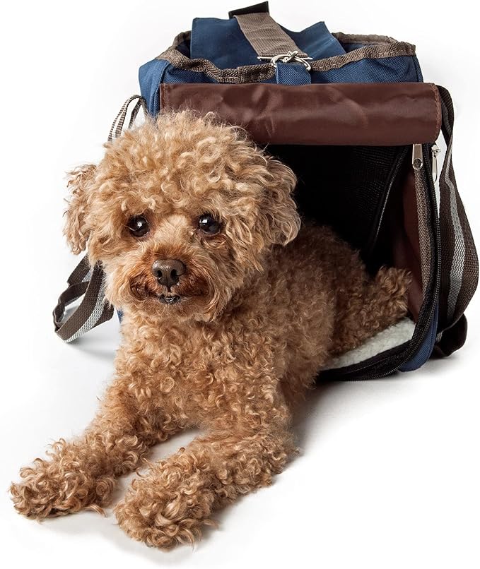 Pet Life ® Dual-Pocketed Fashion Airline Approved Pet Carrier with Included Shoulder Straps and Dual-top mesh Zippers