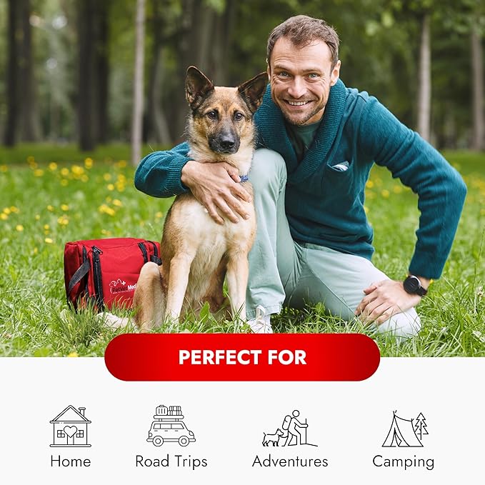 Cat & Dog First Aid Kit - Dog Emergency Kit, Health Supplies & Wound Care -with Thermometer, Bandages for Wounds - Essentials, Travel Bag (Medium)
