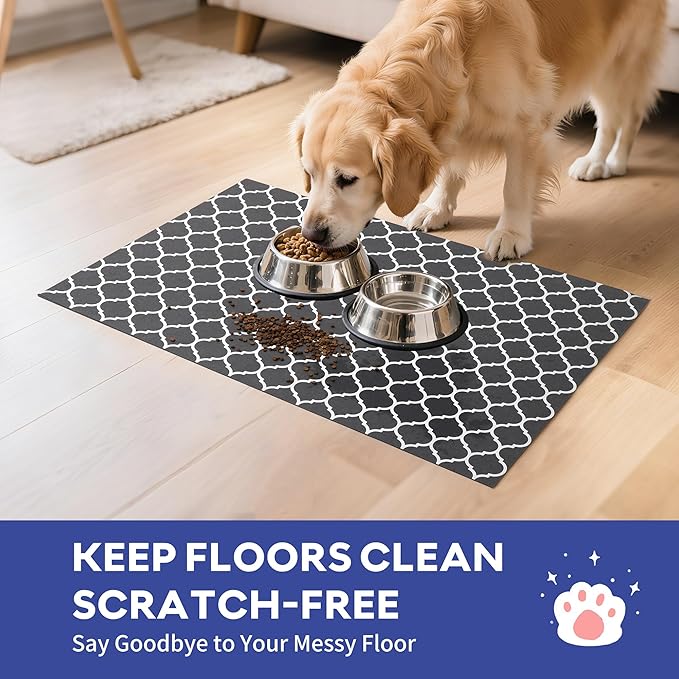 Cooyes Large Dog Food Mat 17.5"×36", Ultra-Absorbent Dog Bowl Mat for Food and Water, Pet Feeding Mat with Non-Slip Rubber Back, Cat Placemats with Water-Locking Bottom That Protects Floors