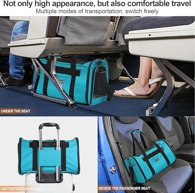 Airline Approved Dog Carrier. Cat Soft-Sided Carriers,Small Dog Travel Carriers,Small Animal Rabbit Carrying Case,TSA Airline Approved Pet Carrier（Blue）