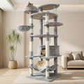 78.8" Large Cat Tree Tower for Indoor Kitties, Multi-Level Furniture Activity Center for Tall Cat Condo with Cozy Perches,Sisal Scratching Posts,Hammock and Basket (78.8 inch Light Gray)