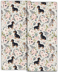 Cute Dachshund Hand Towels - 2 Pack,14.5" X 28",Soft Microfiber Polyester Towel Set with Weiner Dog-Lover & Floral Pattern,for Rustic Bathroom Kitchen Spa Hotel Decor Gifts Women Girl