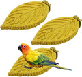 3 Pcs Bird Perch Resin Bird Beak Grinding Stone Leaf Shape Perch Stand Foot Clawing Trimmer Platform Cage Accessories for Cockatiels Conures Budgies Lovebirds (Yellow)