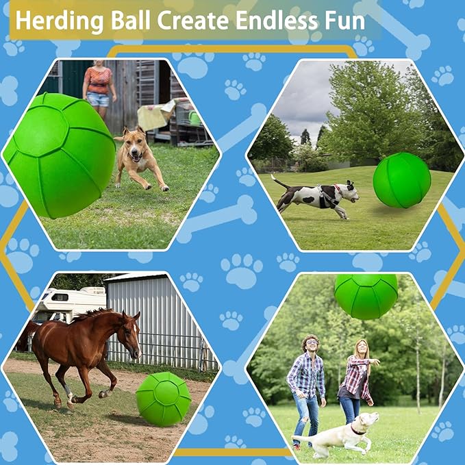 Herding Ball for Dogs, Dual Layered Herding Dog Ball Set for Australian Shepherd, Cattle, Collie, for Dog, Agility Equipment- Free Training Book (Green, 25 inch)