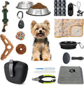 Puppy Supplies Starter Kit – Puppy Essentials and Dog Stuff Set for Small Dogs, Includes Bowls, Toys, Toothbrush, Treat Pouch and More, Welcome Home Gifts for Your New Puppies - Black