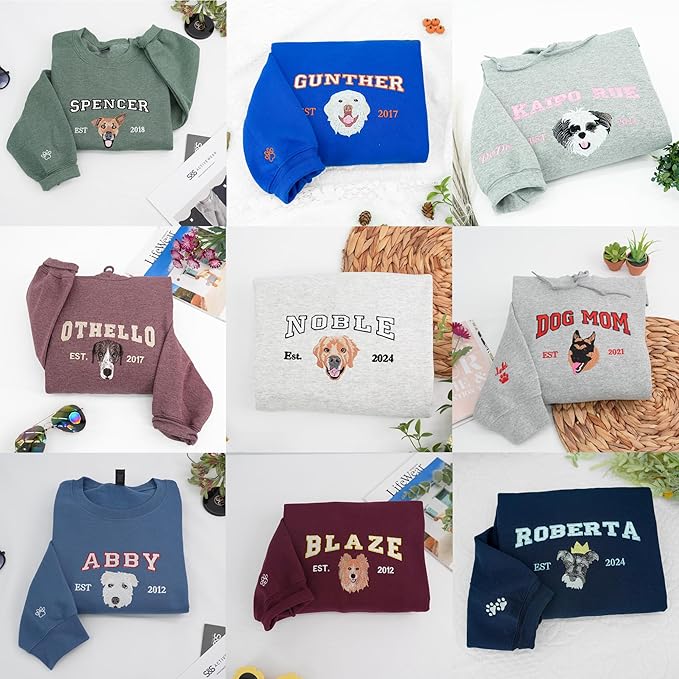 COUPLEHOODIES Custom Dog Portrait Sweatshirt from Photo – Personalized Pet Memorial Gift for Dog Moms, Cat Lovers or Pet Loss