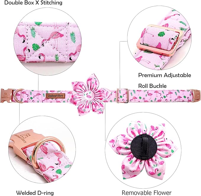 Lionheart Glory Valentine's Day Collar with Flower, Pink with Bowtie Spring Collar for X-Small Dogs