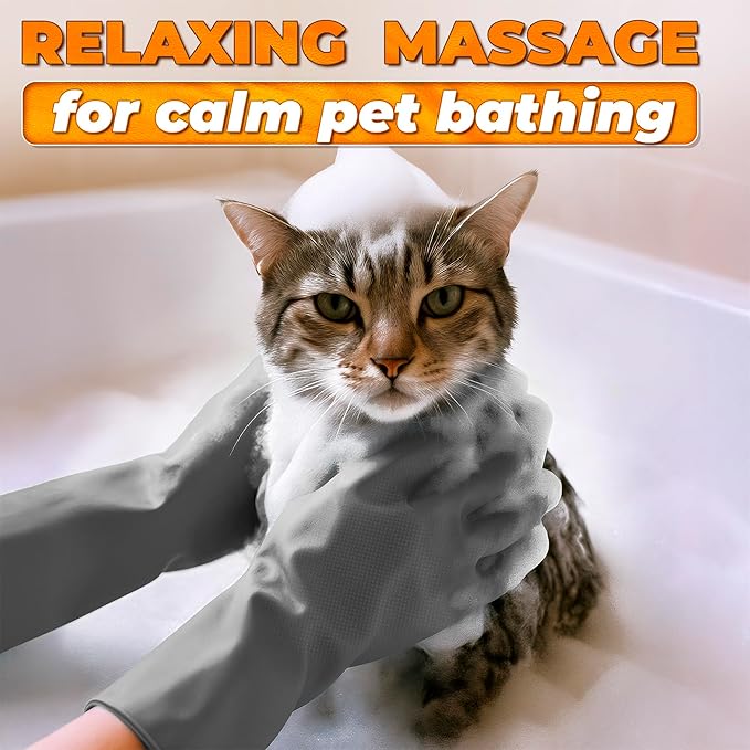 Cat & Dog Washing Gloves for Bathing – 2-in-1 Design Dog Scrubbing Gloves for Grooming, Massaging, and Paw Cleaning