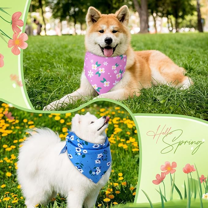 200 Pcs Spring Dog Bandanas Bulk Floral Dog Bandanas for Dogs Triangle Kerchief Bibs Scarf Set for Pet Costume Photo Props Accessories Pet Shops Adoption Events, 25 Styles(25.6 x 17.7 x 17.7)