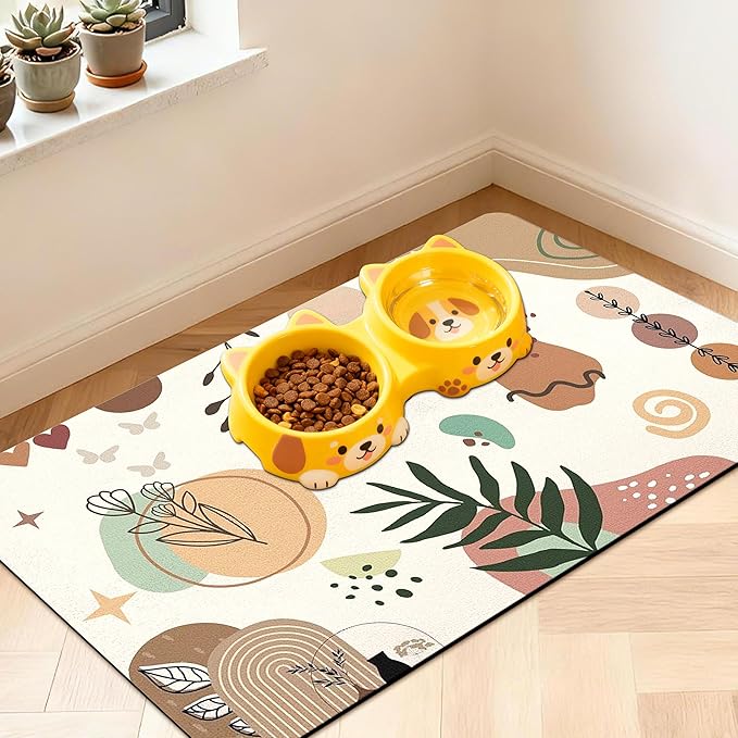 Pet Feeding Mat for Floors Waterproof Dog Mat for Food and Water Absorbent Quick Dry Non Slip mat for Cat Bowls
