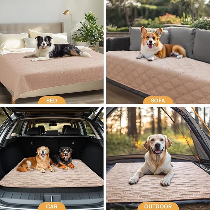 Luciphia 100% Waterproof Couch Cover Blanket for Dogs Anti-Slip Pet Couch Protector Sofa Mat Puppy Cat with Non-Slip Bottom, Beige, 52x82 Inch
