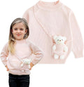 Simplee kids Baby Girl Knit Sweater with Bear in The Pocket Toddler Pullover Sweater Cute Fall Winter Clothes