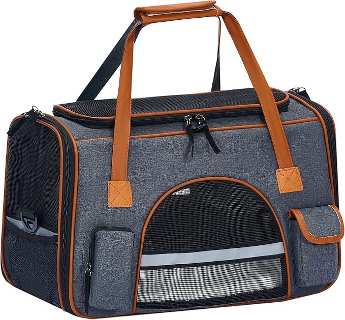 Pesen 20x12x11 Inches Cat Carrier– Fits Pets Up to 28 lbs, Anti-Collapse Design, Multiple Storage Pockets, Cat Carrier Soft Ideal for Medium Cats, Puppy, Rabbits and Other Small Animals