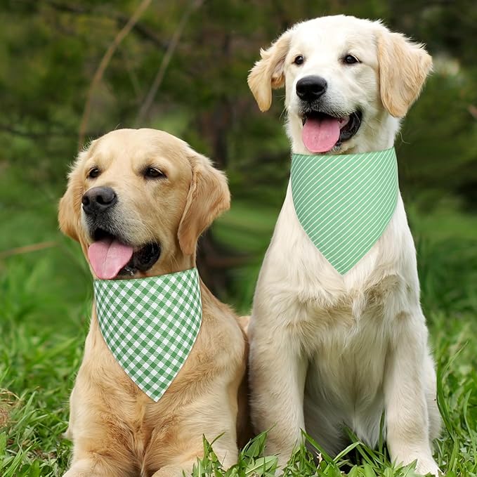 Dog Bandana Green Large 1PCS, Summer Spring Scarf for Boy and Girl, Durable Triangle Reversible Bibs Handkerchief for Puppy Pet