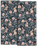 Cute Bunny Hand Towels - 2 Pack, 14.5" X 28",Soft Microfiber Polyester Dark Towel Set with Adorable Rabbit and Floral Pattern,for Whimsical Bathroom Kitchen Spa Hotel Decor Gifts