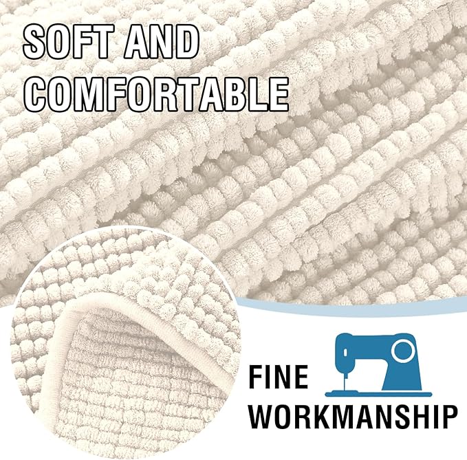 H.VERSAILTEX Plush Chenille Couch Cover for 3 Cushion Couch Anti Slip Washable Sofa Slipcovers Soft and Durable Furniture Protector for Dogs Cats Kids (27.5" x 59", Ivory)