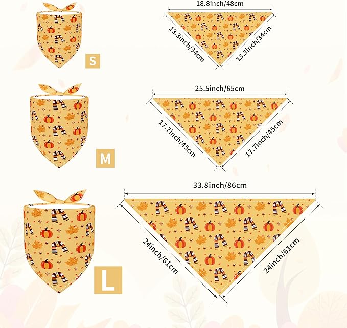 30 Pack Fall Dog Bandanas Bulk for Large Dogs 33 Inch XL Stitch Edge Dog Bandanas Adjustable Autumn Scarves Grooming L