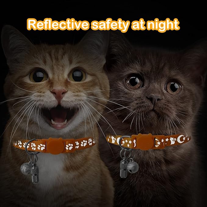 LLHK 2 Pack Breakaway Cat Collars & 2 Pcs Name Tags,Reflective Safety Kitten Collar with Bell,for Girl Boy Male Cats,Adjustable 7''-12'', Personalized ID Tag,Pet Supplies,Accessories