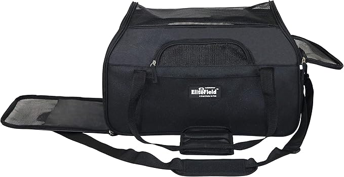 EliteField Soft Pet Carrier (3 Year Warranty, Airline Approved) Soft Sided Dog Puppy Cat Carrier Travel Bag (X-Large: 21" L x 12" W x 13" H, Black)
