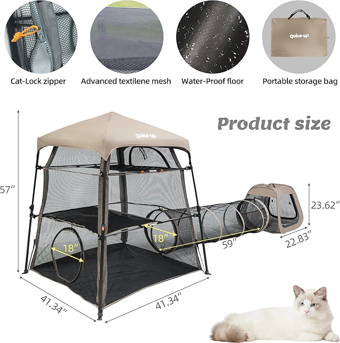 Cat Enclosure Kitten and Tower Tent for Indoor and Outdoor,3 Tier Cage Inside,Outdoor Catio,Portable and Foldable,Two Doors Design; Play Tunnel + Cube(with Three Ways)…