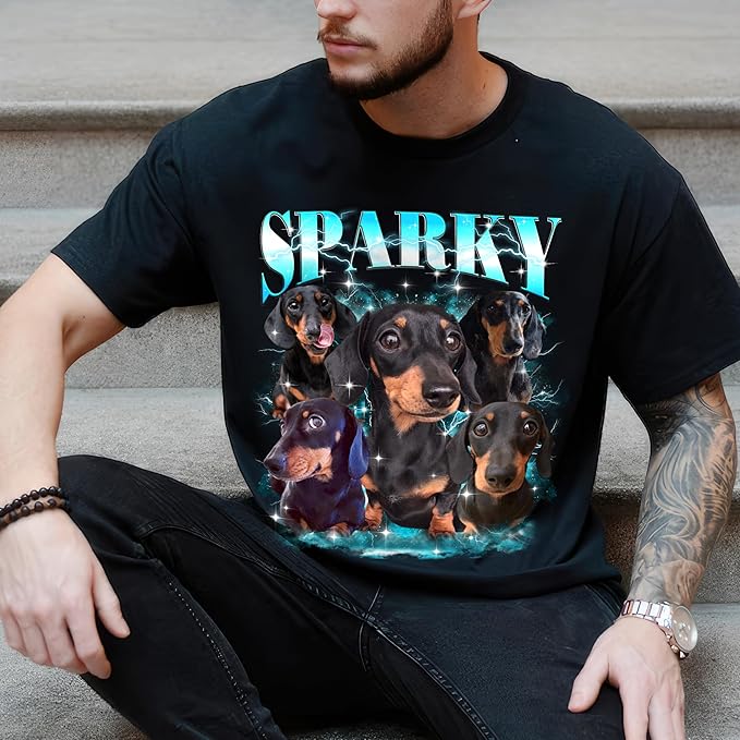 JIX & JOKY Custom Your Own Bootleg Rap Shirts with Dog Faces Custom Pet Shirt for Men Graphic Tshirt Gift Idea for Pet Lovers