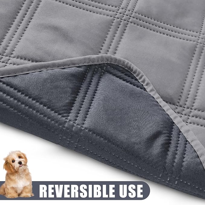Smiry Waterproof Dog Bed Cover Blanket 40x80, Soft Reversible Pet Blanket, Washable Leakproof Cats Dogs Couch Cover for Sofa, Couch, Furniture, Grey/Dark Grey