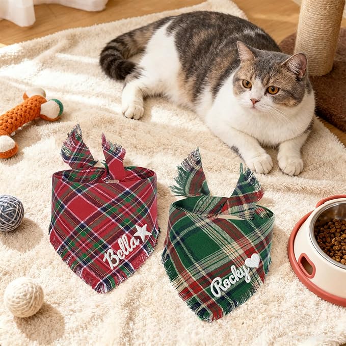 Personalized Dog Gifts with Embroidered Name Custom Dog & Cat Bandana Personalized Pet Name Neckwear Dogs Costume Accessories for Small Medium Large Dogs Cats Birthday Gotcha Day Gifts