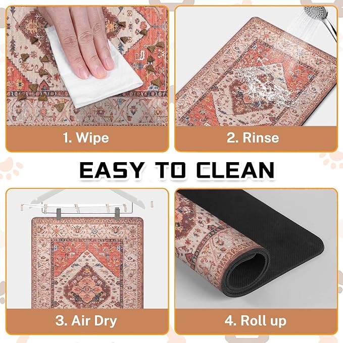 Absorbent Pet Dog Bowl Mat for Food and Water, Pet Cat Food Feeding Mat with Non Slip Rubber Backing, Dog Food Mats for Floors Waterproof, 24"x32"