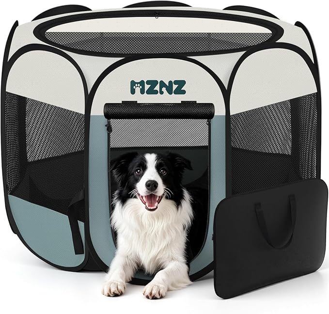 Dog Playpen, Portable Puppy Pet Crate Indoors for Small/Medium/Large Dogs Cats Rabbits, Foldable Dog Cage Enclosure for Outdoor, Pop Up Dogs Tent Kennel with Carrying Case, Grey
