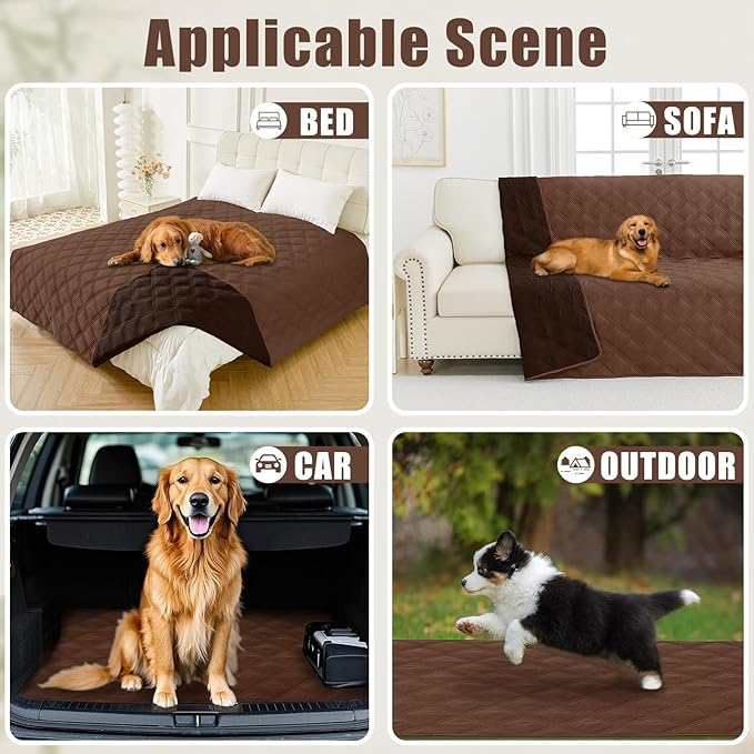 Smiry Waterproof Dog Bed Cover Blanket 82x102, Soft Reversible Pet Blanket, Washable Leakproof Cats Dogs Couch Cover for Sofa, Couch, Furniture, Brown/Chocolate