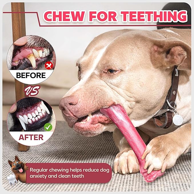 Dog Toys for Aggressive Chewers, Indestructible Dog Bones for Aggressive Chewers, Tough Chew Toy for Heavy Duty Dogs, Big Teething Toys with Durable Nylon for Large/Medium Breed Puppies