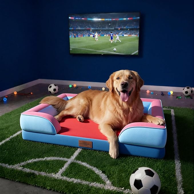 Comfort Expression Orthopedic Dog Bed for Large Dogs 36x27 Inch, Waterproof Egg Crate Foam Large Pet Bed with Removable Bolsters, Dog Couch with Washable Cover & Non-Slip Bottom, Atlanta