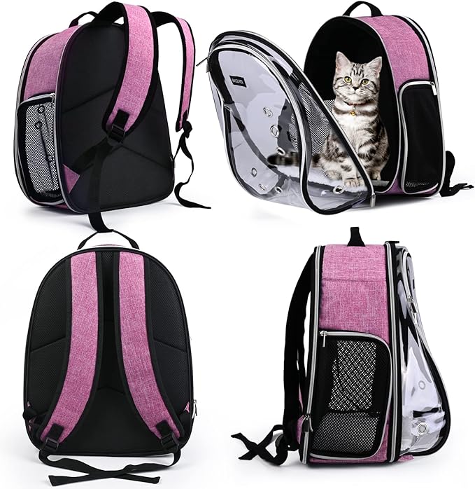 BAGLHER Cat Carrier Backpack Bubble - Fit Up to 18 Lbs - Airline-Approved Dog Backpack Carrier for Small Pets Puppies Dogs Bunny, Space Capsule Dog Carrier Backpack for Travel Outdoor Hiking, Pink