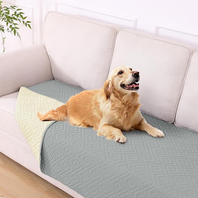 hyha Waterproof Dog Blanket, Soft Dog Bed Cover Pet Blankets, Waterproof Sofa Couch Cover for Dogs Washable, Reversible Pet Couch Covers for Sofa Furniture (40x70 Inch, Grey/Beige)