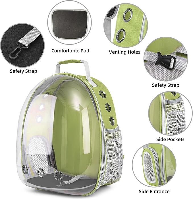 Pet Backpack Carrier,Bubble Backpack Cat Carrier,Pets and Small Dogs,Space Capsule Pet Carrier for Traveling, Walking, Hiking and Outdoor Activities (Mint Green)