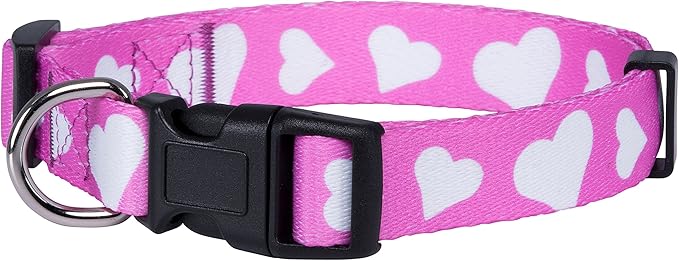Native Pup Valentine’s Dog Collar- Valentines Day Pet Collars- Valentine Girly Hearts- Pink Red Heart- Cute Boy Girl Puppy Gift- Adjustable for Small, Medium, Large Breeds (Pink Heart, Medium)