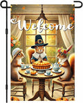 Welcome Garden Flag Autumn Garden Flag Adorable Squirrels Tea Party Decorative Garden Flags Pumpkin Pie Festive Fall Scene Outdoor Yard Banner 12x18 Inch Double Sided Home Accent