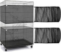 Shappy 2 Pieces Adjustable Bird Cage Seed Catcher Birdcage Cover Nylon Mesh Netting Soft Skirt Guard for Parrot Parakeet Macaw Round Square Cage(118 x 14.6 Inch,Black)