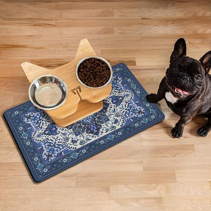 Pet Feeding Mat for Floors Waterproof Dog Mat for Food and Water Absorbent Quick Dry Non Slip mat for Cat Bowls