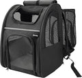 Zavothy Cat Backpack Carrier, Expandable Airline Approved Pet Backpack for Small Cats & Dogs, Breathable Mesh Cat Carrier Backpack with Padded Bottom, Foldable Travel Bag – Black