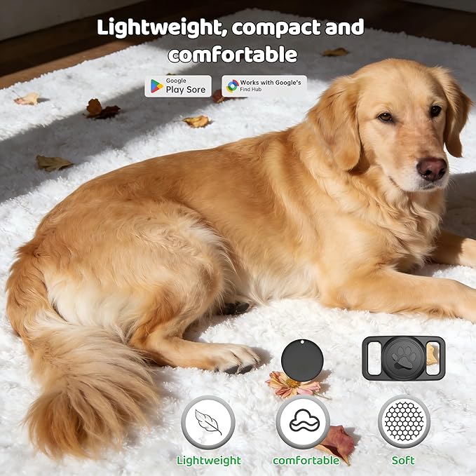 Pet Tracker,GPS Collar for Dogs (Android Only) Smart tag,Waterproof Compatible with Google Find Hub,No Monthly Fee,Advanced Tracking Solution Smart Collar for Pet Safety Ideal Small Large Dogs